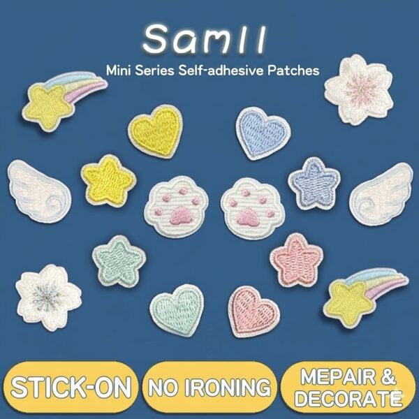 Self - adhesive embroidered cloth patches for packaging decoration. Amazon patches like wings, cat paws, shooting stars, and three - dimensional patches for animal - themed clothes